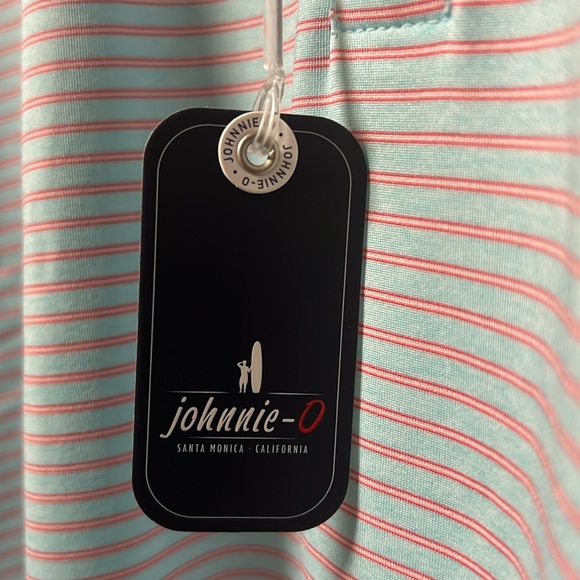 New Johnnie-O Santa Monica Light Blue & Pink Striped Golf Tennis Sports Polo! - Picture 8 of 12